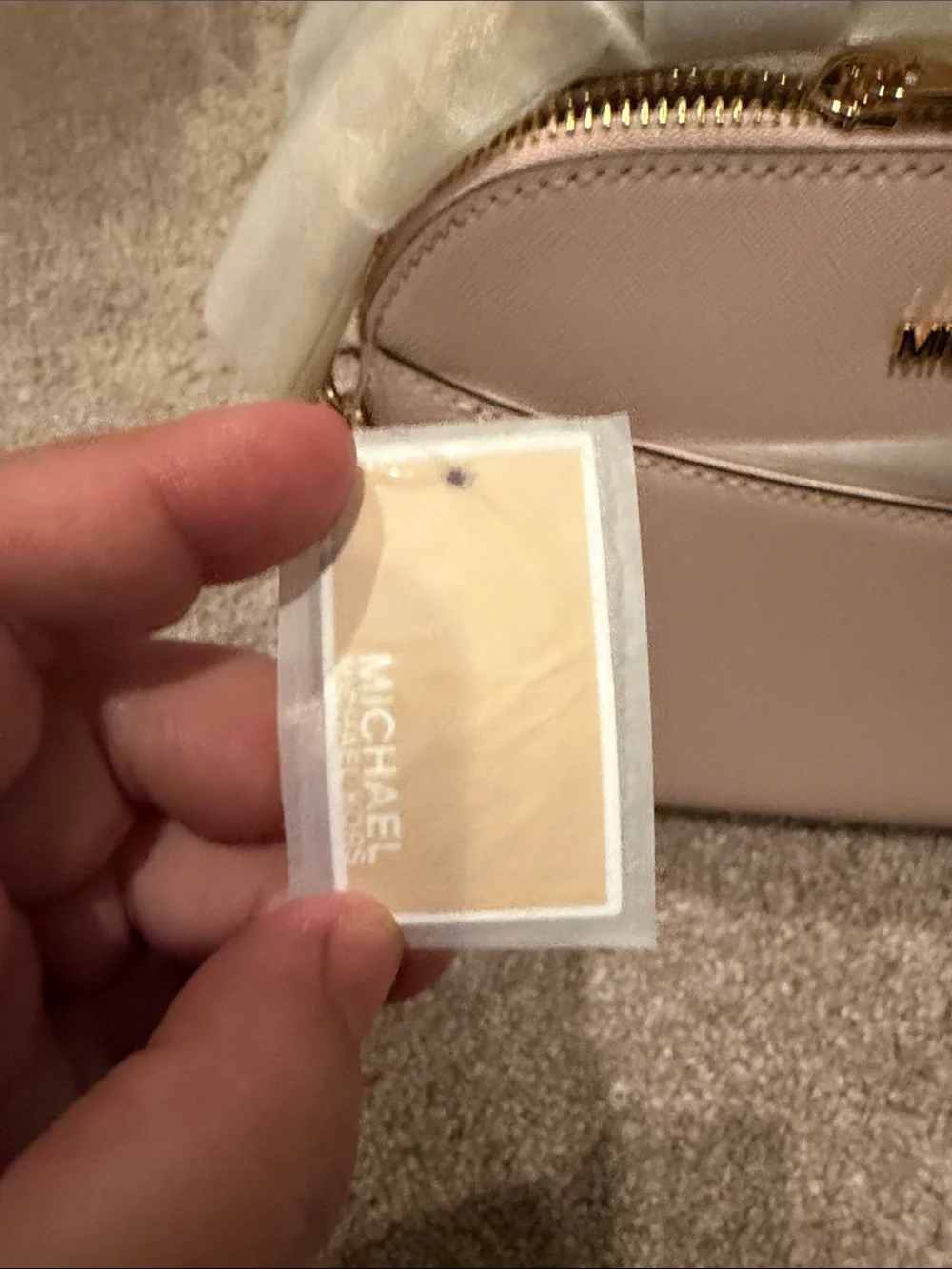 MICHAEL KORS Pale Pink Saffiano Leather Crossbody Bag